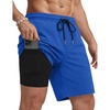 COOFANDY Mens Swim Trunks with Compression Liner Quick Dry 7 Inch Bathing Suit Beach Short with Zipper Pockets(Nordic Blue)
