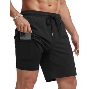 COOFANDY Mens Swim Trunks with Compression Liner Quick Dry 7 Inch Bathing Suit Beach Short with Zipper Pockets(Pure Black)