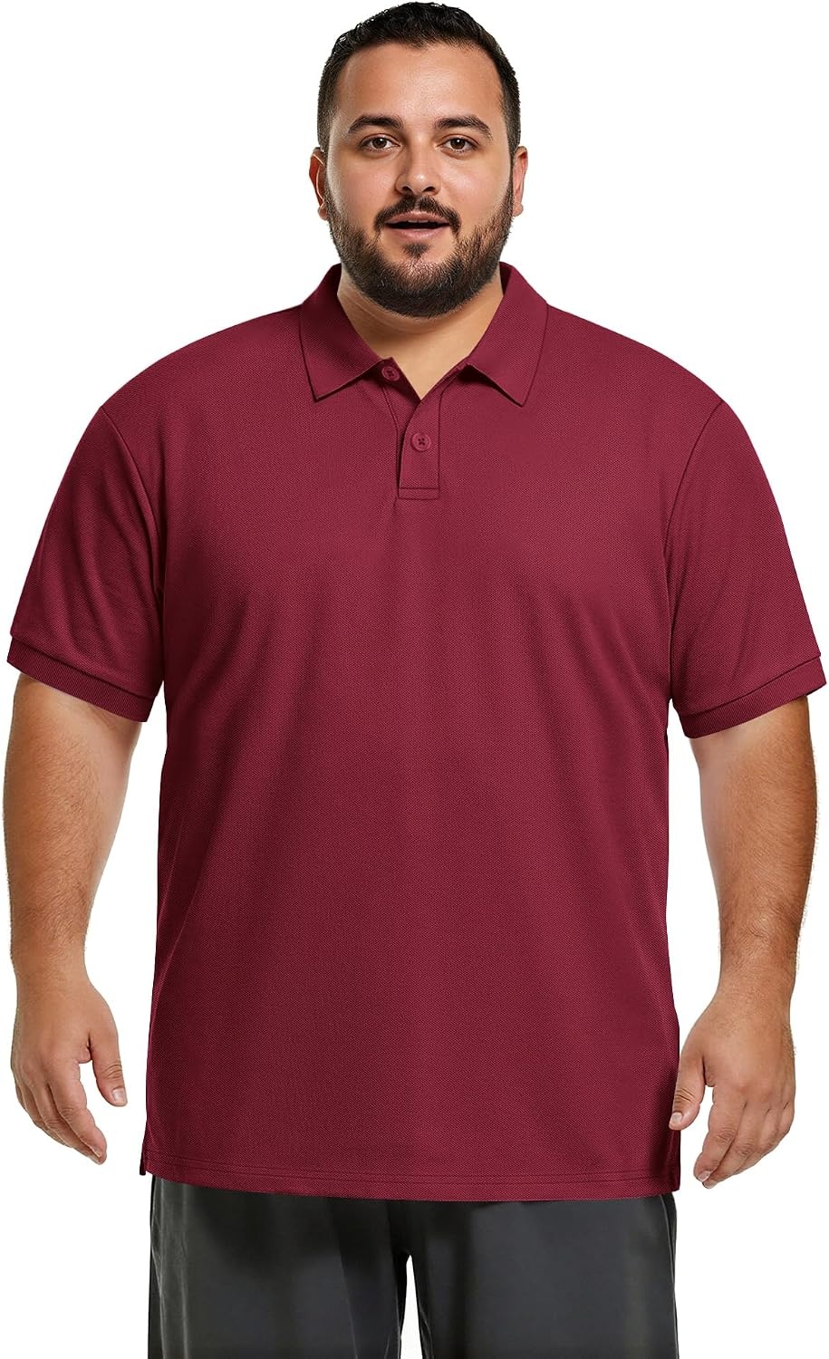 image:imageCOOFANDY Mens Big and Tall Polo Shirts Golf Shirt Short Sleeve Cotton Pique T Shirts Quick DryDark Red
