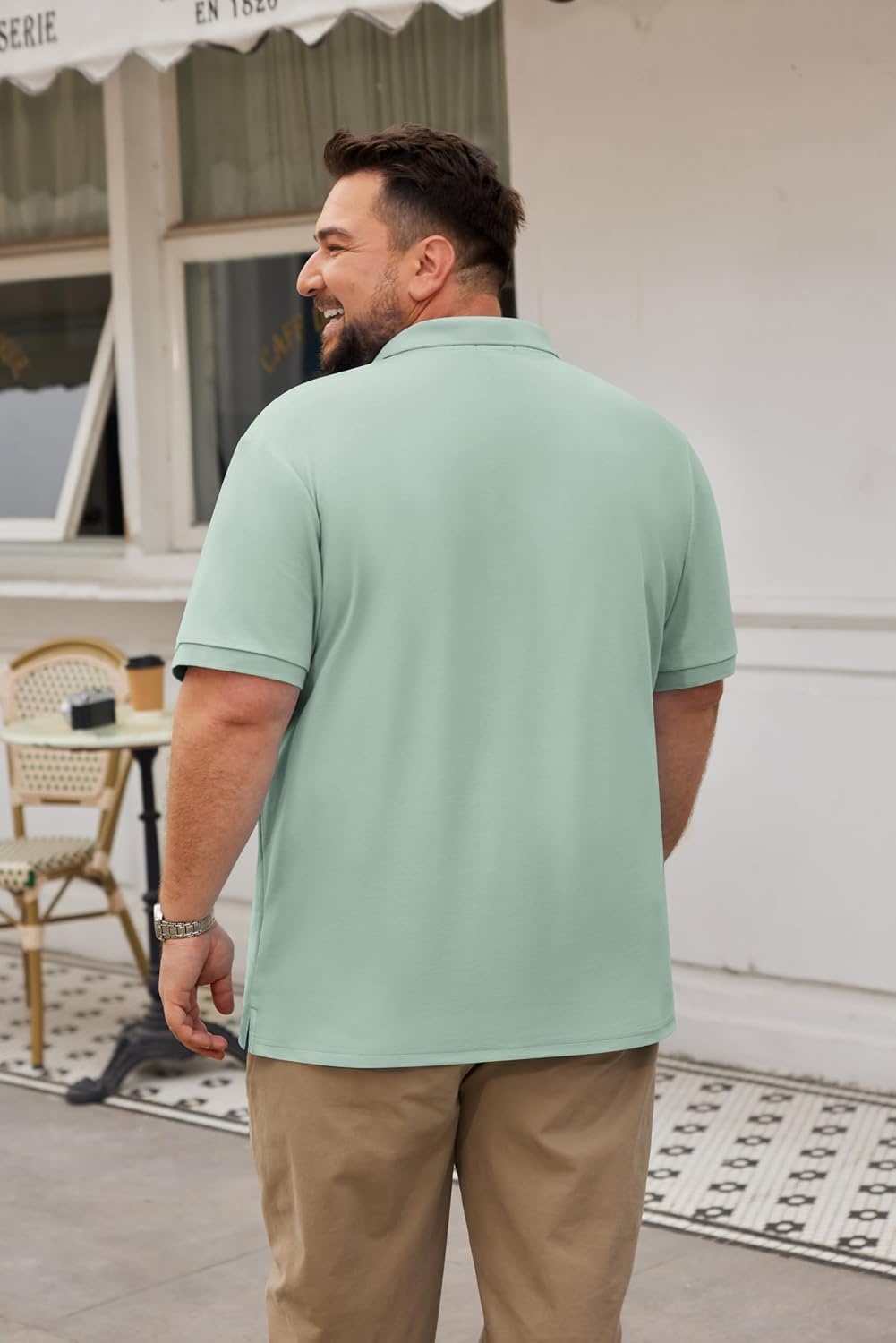 image:imageCOOFANDY Mens Big and Tall Polo Shirts Golf Shirt Short Sleeve Cotton Pique T Shirts Quick DryLight Green