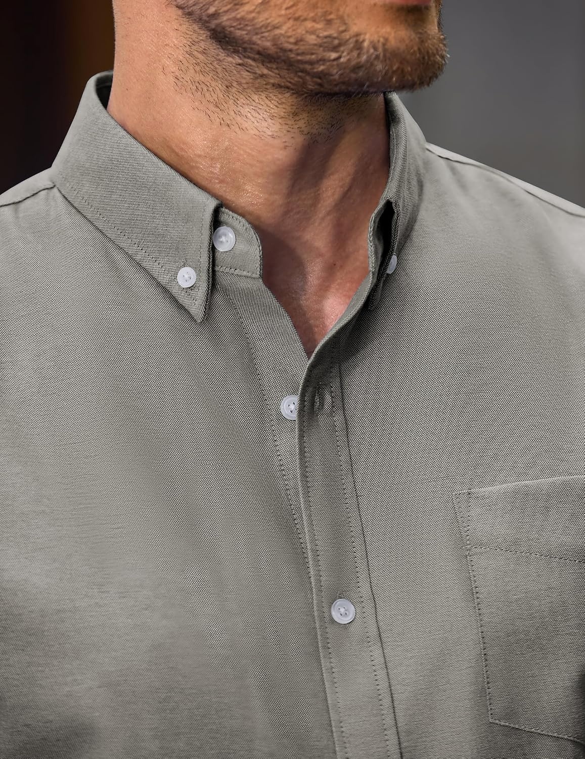 image:imageCOOFANDY Mens Cotton Oxford Shirt Long Sleeve Dress Shirt Button Down Work Casual Shirts with PocketArmy Green
