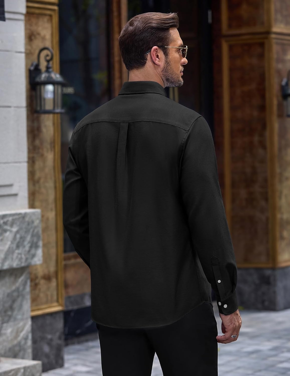 image:imageCOOFANDY Mens Cotton Oxford Shirt Long Sleeve Dress Shirt Button Down Work Casual Shirts with PocketBlack