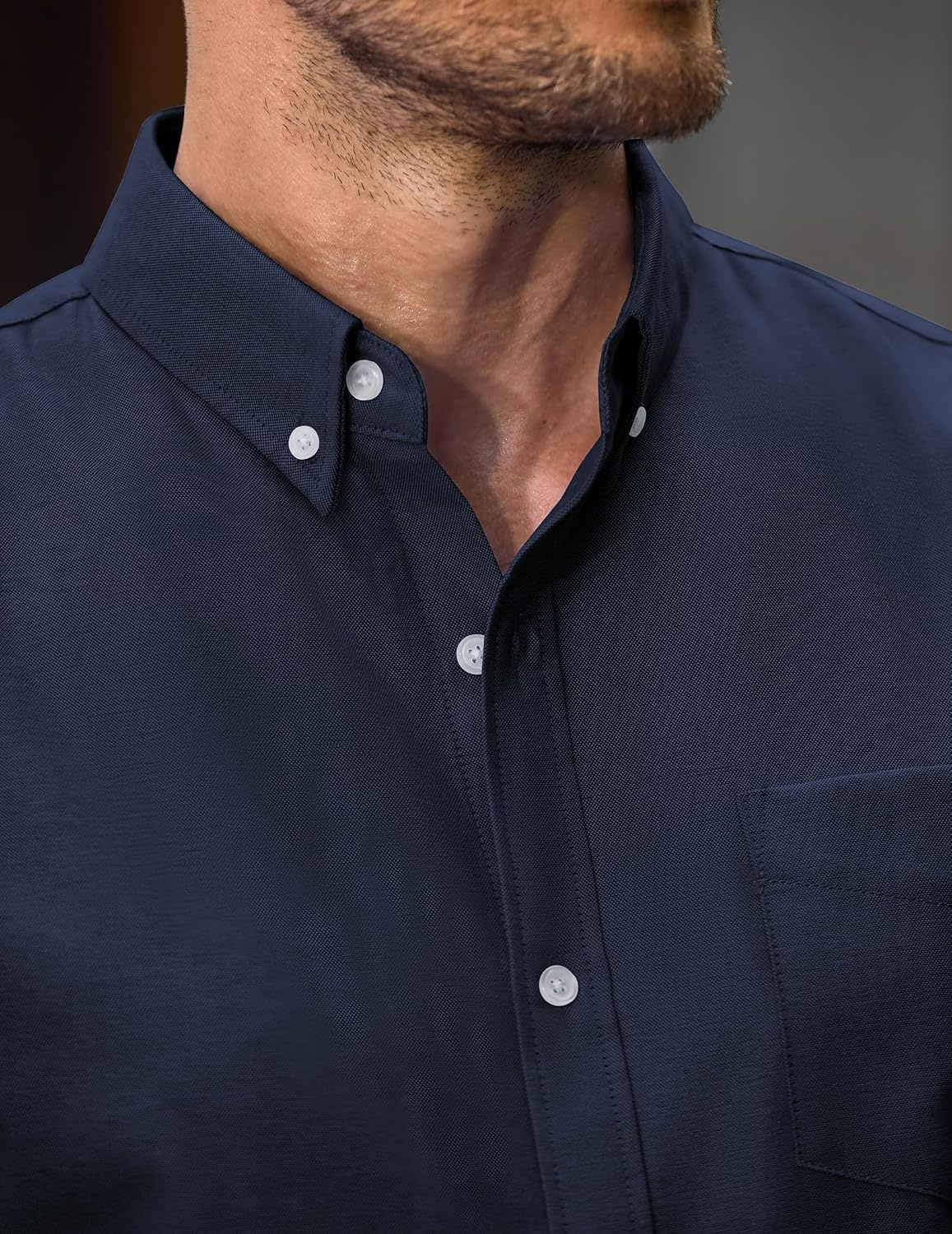 image:imageCOOFANDY Mens Cotton Oxford Shirt Long Sleeve Dress Shirt Button Down Work Casual Shirts with PocketNavy Blue