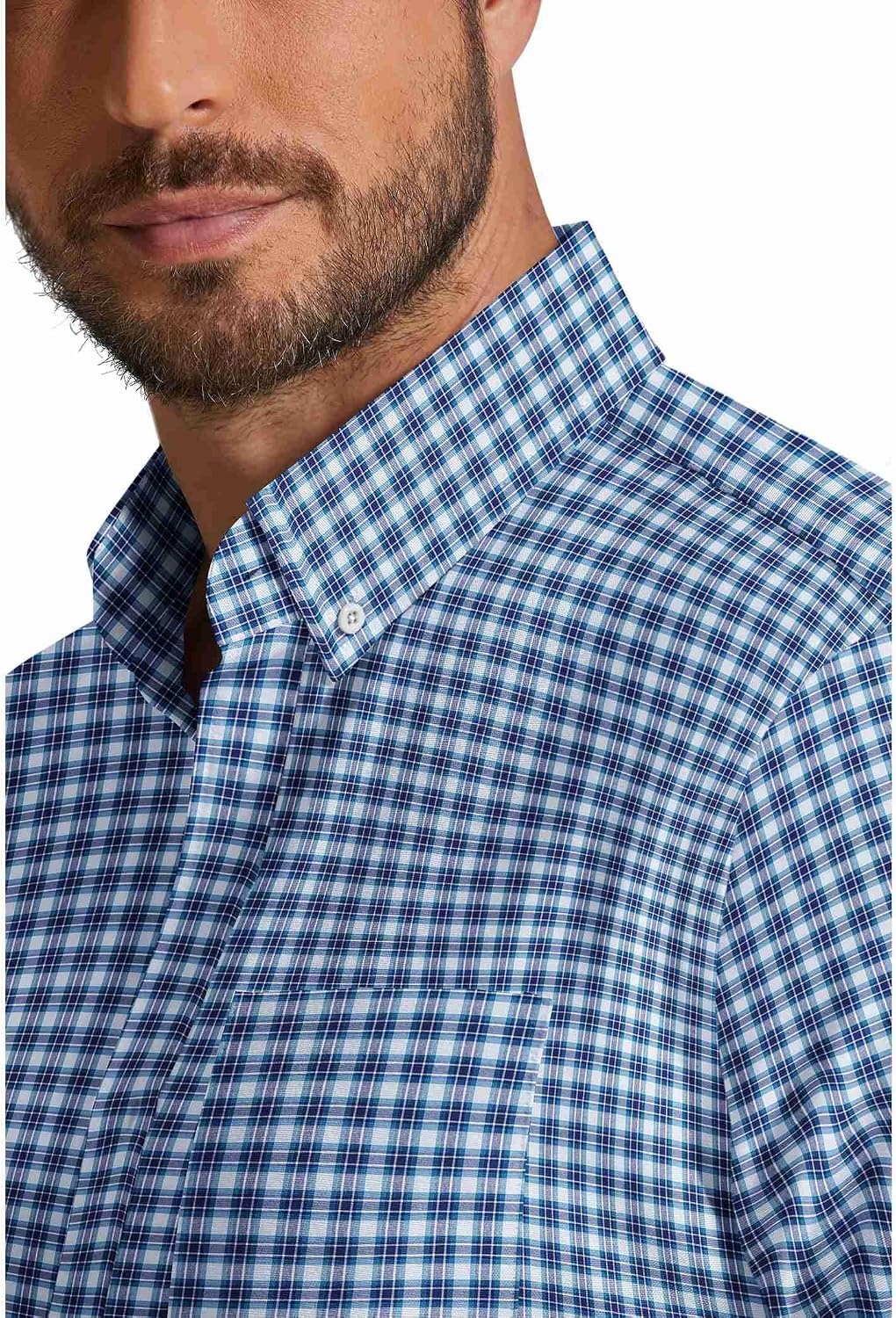 image:imageCOOFANDY Mens Short Sleeve Oxford Shirt Plaid Casual Button Down Shirts Summer Untucked Dress Shirt with PocketBlue Green Plaid