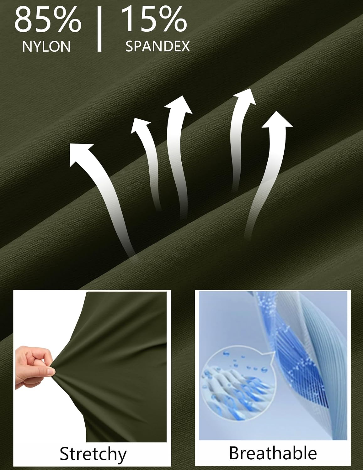 image:imageCOOFANDY Mens Stretch Golf Shorts 7 Lightweight Casual Hiking Shorts Summer Athletic Work Dress Hybrid ShortsArmy Green