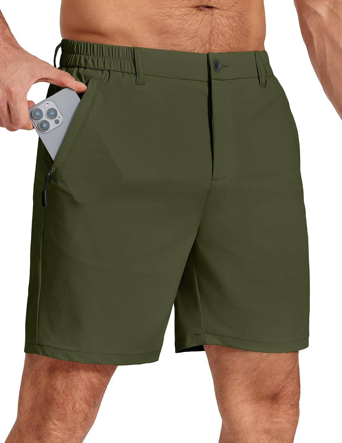 image:imageCOOFANDY Mens Stretch Golf Shorts 7 Lightweight Casual Hiking Shorts Summer Athletic Work Dress Hybrid ShortsArmy Green