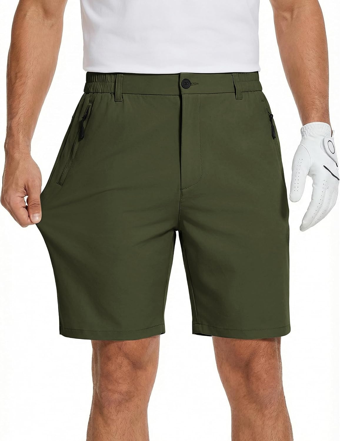 image:imageCOOFANDY Mens Stretch Golf Shorts 7 Lightweight Casual Hiking Shorts Summer Athletic Work Dress Hybrid ShortsArmy Green