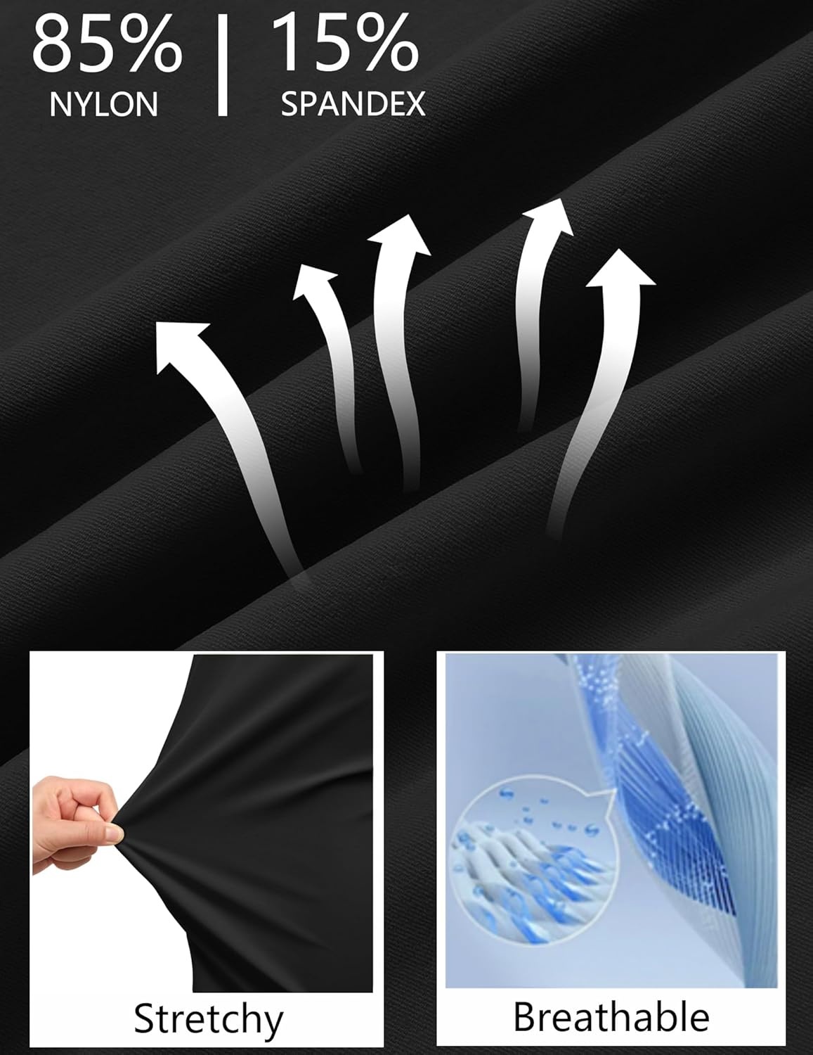 image:imageCOOFANDY Mens Stretch Golf Shorts 7 Lightweight Casual Hiking Shorts Summer Athletic Work Dress Hybrid ShortsBlack