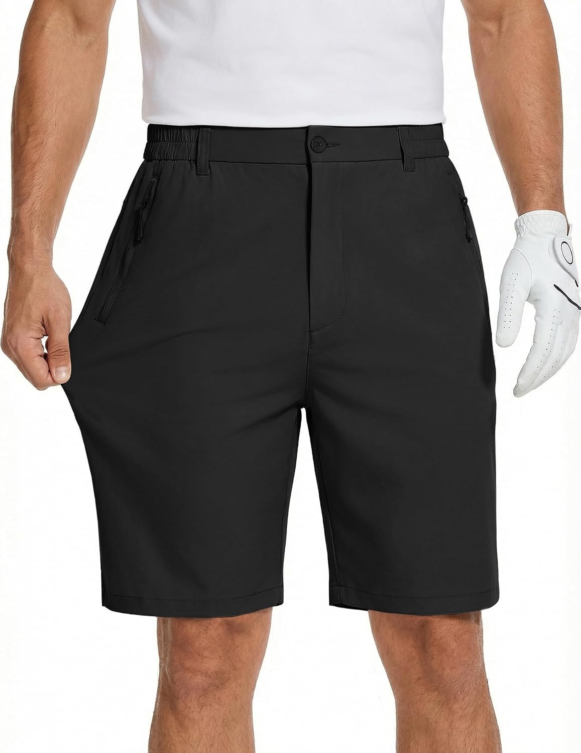 image:imageCOOFANDY Mens Stretch Golf Shorts 7 Lightweight Casual Hiking Shorts Summer Athletic Work Dress Hybrid ShortsBlack