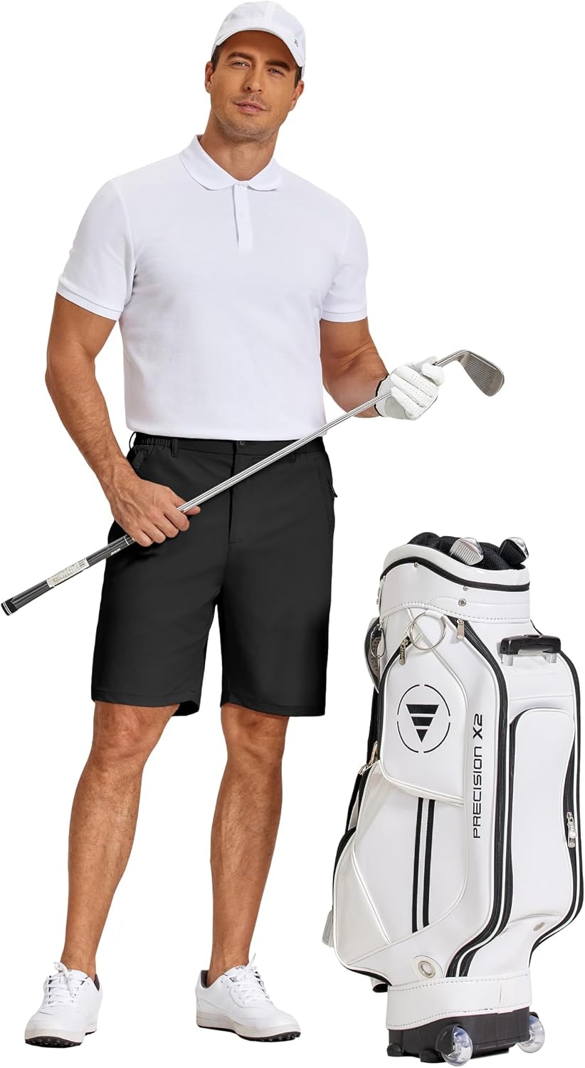 image:imageCOOFANDY Mens Stretch Golf Shorts 7 Lightweight Casual Hiking Shorts Summer Athletic Work Dress Hybrid ShortsBlack