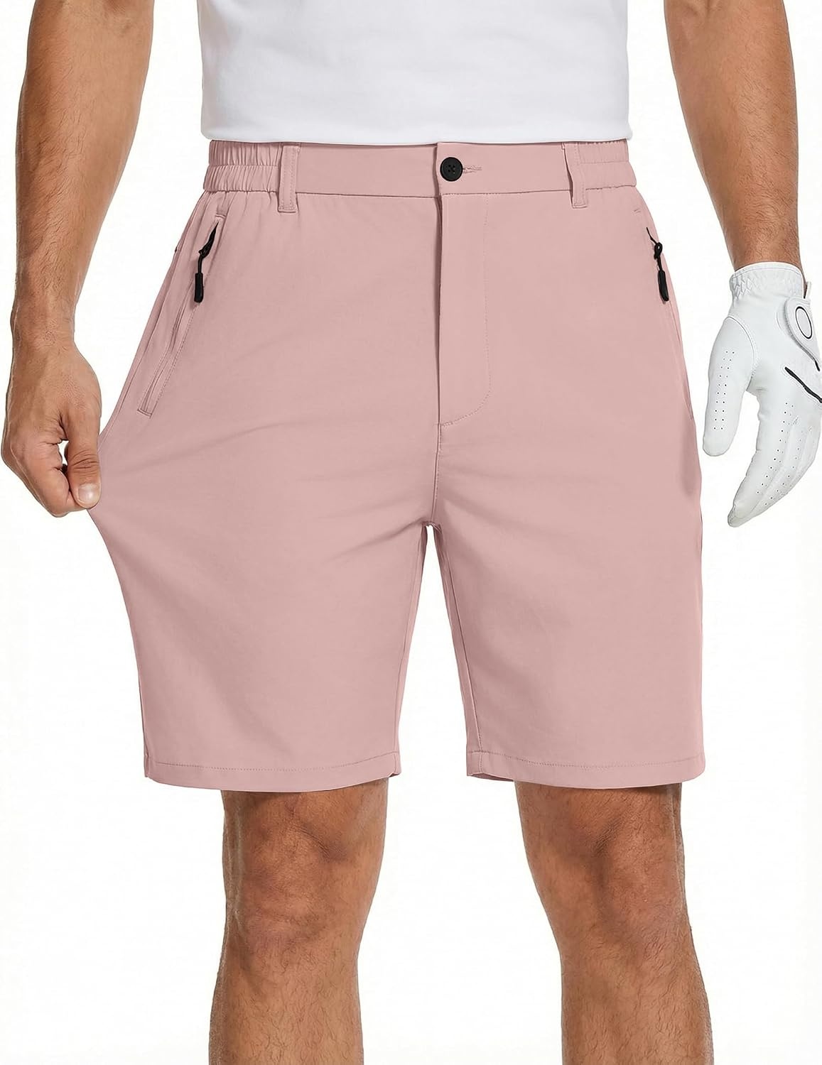 image:imageCOOFANDY Mens Stretch Golf Shorts 7 Lightweight Casual Hiking Shorts Summer Athletic Work Dress Hybrid ShortsPink