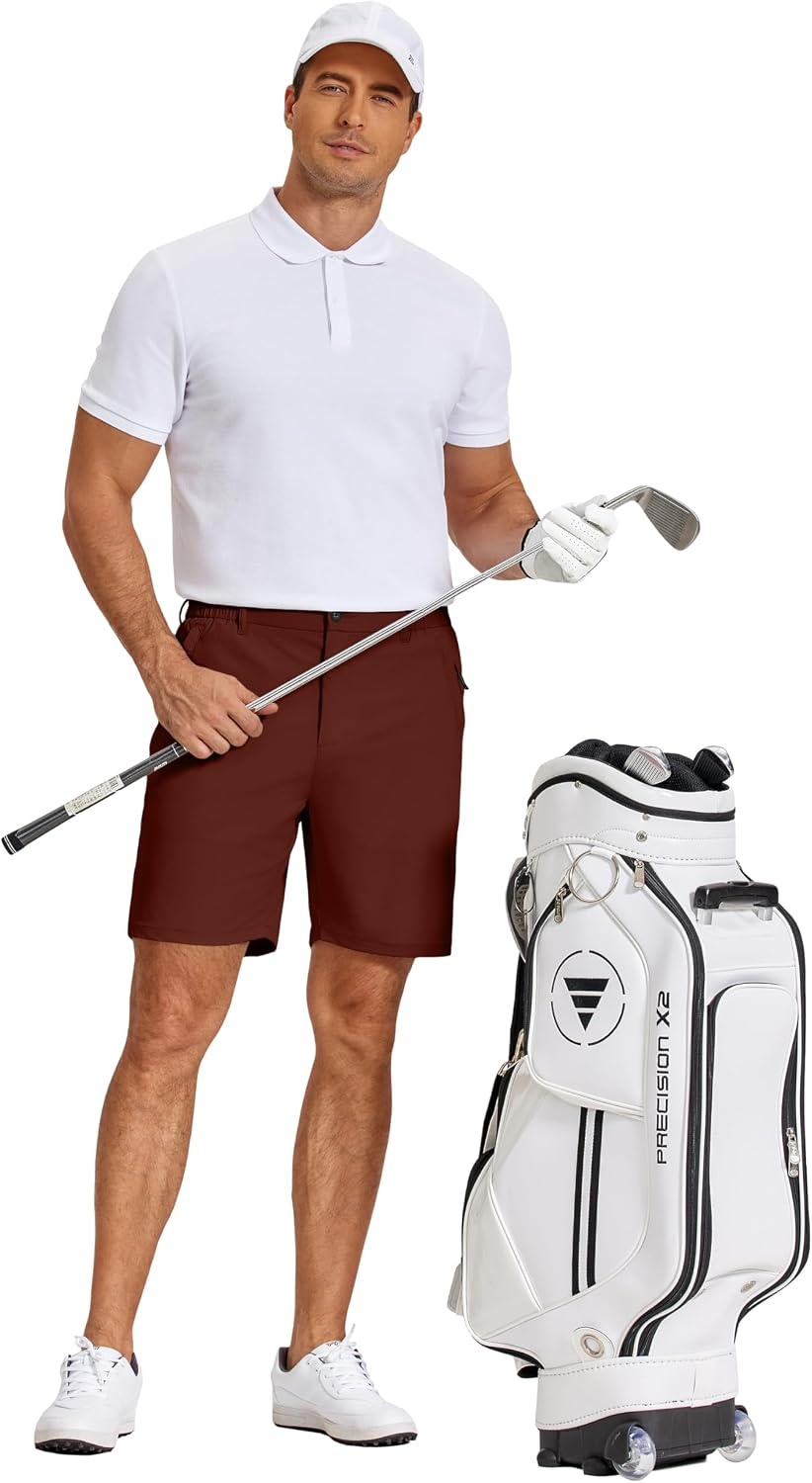 image:imageCOOFANDY Mens Stretch Golf Shorts 7 Lightweight Casual Hiking Shorts Summer Athletic Work Dress Hybrid ShortsWine Red
