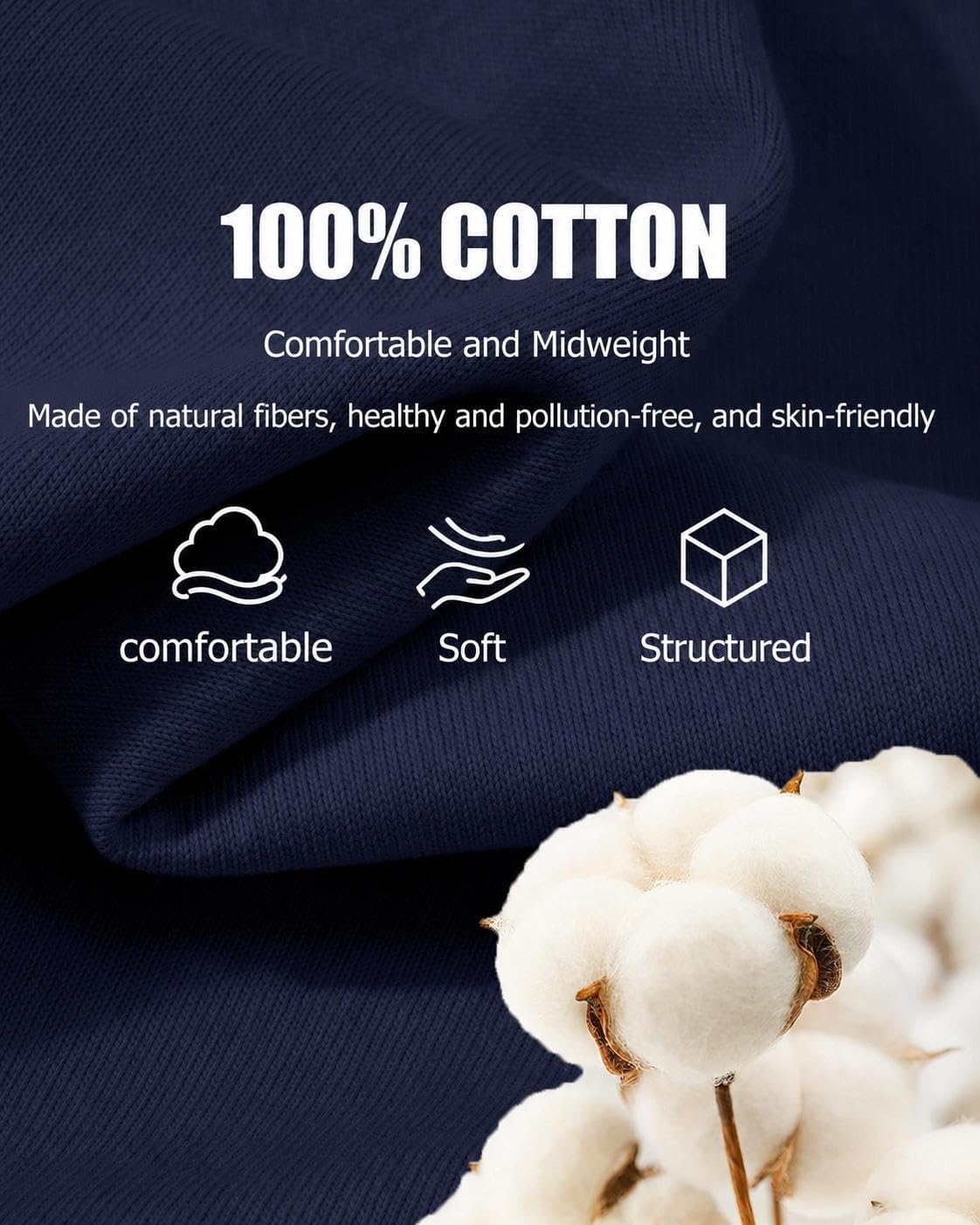 image:imageCOOFANDY Mens V Neck T Shirts 100 Cotton Tee Shirt Plain Short Sleeve Casual ShirtsNavy Blue