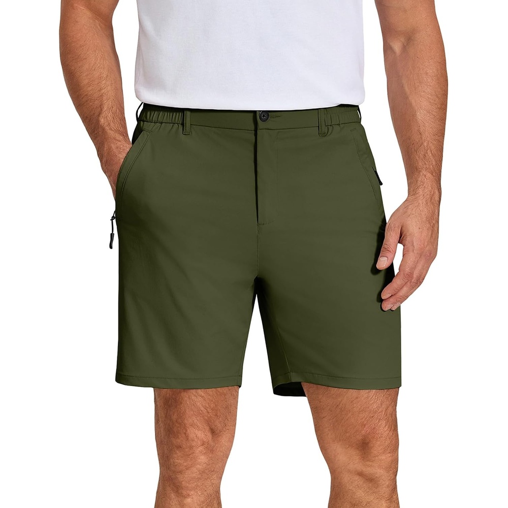 image:imageCOOFANDY Mens Stretch Golf Shorts 7 Lightweight Casual Hiking Shorts Summer Athletic Work Dress Hybrid ShortsArmy Green