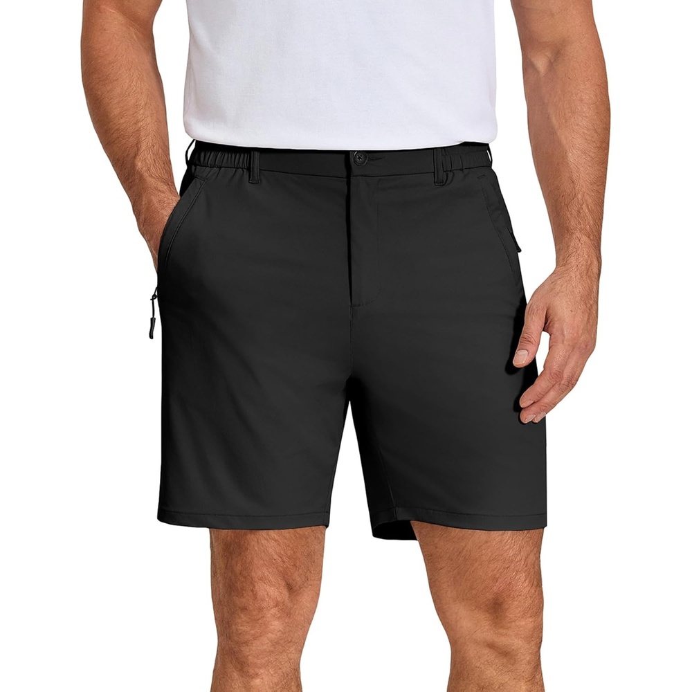 image:imageCOOFANDY Mens Stretch Golf Shorts 7 Lightweight Casual Hiking Shorts Summer Athletic Work Dress Hybrid ShortsBlack