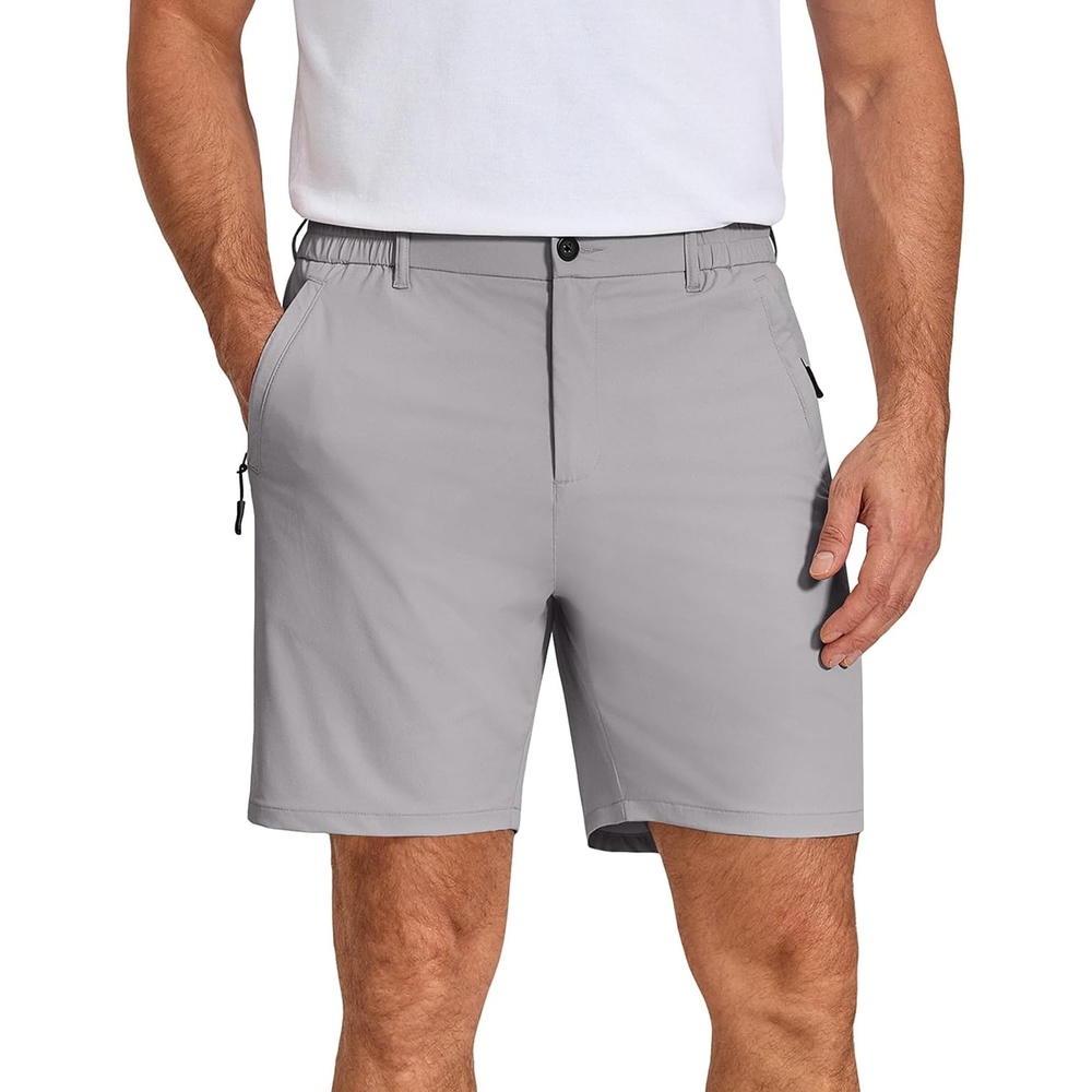 image:imageCOOFANDY Mens Stretch Golf Shorts 7 Lightweight Casual Hiking Shorts Summer Athletic Work Dress Hybrid ShortsLight Grey