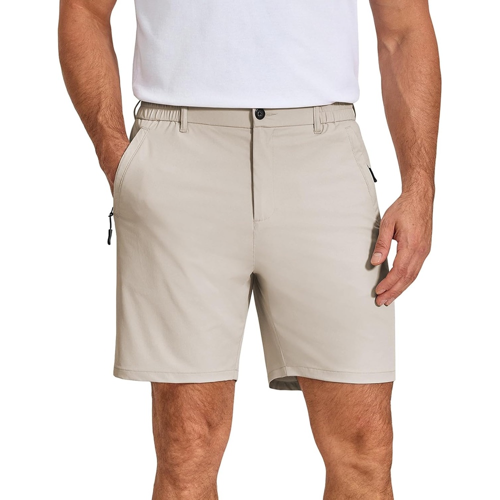 image:imageCOOFANDY Mens Stretch Golf Shorts 7 Lightweight Casual Hiking Shorts Summer Athletic Work Dress Hybrid ShortsLight Khaki