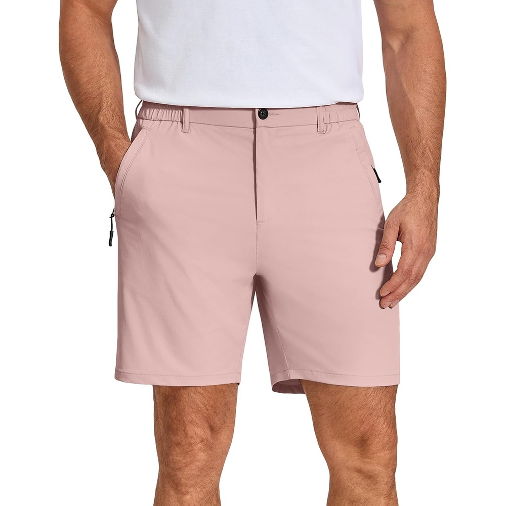 image:imageCOOFANDY Mens Stretch Golf Shorts 7 Lightweight Casual Hiking Shorts Summer Athletic Work Dress Hybrid ShortsPink