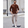 COOFANDY Long Sleeve Polo Shirts for Men Knit Polo Sweater Lightweight Ribbed Pullover Sweater(Caramel)