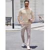COOFANDY Long Sleeve Polo Shirts for Men Knit Polo Sweater Lightweight Ribbed Pullover Sweater(Ivory)