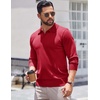 COOFANDY Long Sleeve Polo Shirts for Men Knit Polo Sweater Lightweight Ribbed Pullover Sweater(Red)