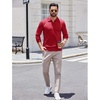 COOFANDY Long Sleeve Polo Shirts for Men Knit Polo Sweater Lightweight Ribbed Pullover Sweater(Red)