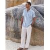 COOFANDY Men 2 Piece Linen Outfit Beach Button Down Shirt Casual Loose Pant Sets(Blue Stripes Shirt/White Pants)