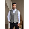 COOFANDY Men Casual Suit Vest Formal Dress Vest Slim Fit Waistcoat Business Wedding(Line White Grey)