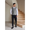 COOFANDY Men Casual Suit Vest Formal Dress Vest Slim Fit Waistcoat Business Wedding(Line White Grey)