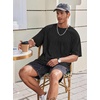COOFANDY Mens Oversized T Shirt Loose Fit Vintage Washed Tee Casual Streetwear Unisex Short Sleeve Heavy Cotton Top(Black)