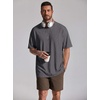 COOFANDY Mens Oversized T Shirt Loose Fit Vintage Washed Tee Casual Streetwear Unisex Short Sleeve Heavy Cotton Top(Deep Grey)