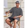 COOFANDY Mens Oversized T Shirt Loose Fit Vintage Washed Tee Casual Streetwear Unisex Short Sleeve Heavy Cotton Top(Deep Grey)