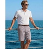 COOFANDY Mens Shorts Casual 9″ Lightweight Cotton Comfort Stretch Dress Shots Summer Beach with Pockets(Light Gray)