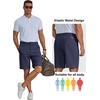 COOFANDY Mens Shorts Casual 9″ Lightweight Cotton Comfort Stretch Dress Shots Summer Beach with Pockets(Navy)