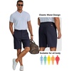 COOFANDY Mens Shorts Casual 9″ Lightweight Cotton Comfort Stretch Dress Shots Summer Beach with Pockets(Navy Blue)