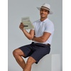 COOFANDY Mens Shorts Casual 9″ Lightweight Cotton Comfort Stretch Dress Shots Summer Beach with Pockets(Navy Blue)