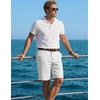 COOFANDY Mens Shorts Casual 9″ Lightweight Cotton Comfort Stretch Dress Shots Summer Beach with Pockets(White)