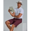COOFANDY Mens Shorts Casual 9″ Lightweight Cotton Comfort Stretch Dress Shots Summer Beach with Pockets(Wine)