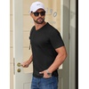 COOFANDY Mens V Neck T Shirts 100% Cotton Tee Shirt Plain Short Sleeve Casual Shirts(Black)