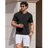 COOFANDY Mens V Neck T Shirts 100% Cotton Tee Shirt Plain Short Sleeve Casual Shirts(Black)