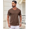 COOFANDY Mens V Neck T Shirts 100% Cotton Tee Shirt Plain Short Sleeve Casual Shirts(Brown)