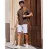 COOFANDY Mens V Neck T Shirts 100% Cotton Tee Shirt Plain Short Sleeve Casual Shirts(Brown)