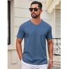 COOFANDY Mens V Neck T Shirts 100% Cotton Tee Shirt Plain Short Sleeve Casual Shirts(Deep Blue)