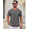 COOFANDY Mens V Neck T Shirts 100% Cotton Tee Shirt Plain Short Sleeve Casual Shirts(Grey)