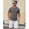 COOFANDY Mens V Neck T Shirts 100% Cotton Tee Shirt Plain Short Sleeve Casual Shirts(Grey)
