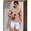 COOFANDY Mens V Neck T Shirts 100% Cotton Tee Shirt Plain Short Sleeve Casual Shirts(Khaki)
