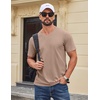COOFANDY Mens V Neck T Shirts 100% Cotton Tee Shirt Plain Short Sleeve Casual Shirts(Khaki)