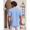 COOFANDY Mens V Neck T Shirts 100% Cotton Tee Shirt Plain Short Sleeve Casual Shirts(Light Blue)