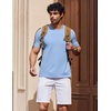 COOFANDY Mens V Neck T Shirts 100% Cotton Tee Shirt Plain Short Sleeve Casual Shirts(Light Blue)