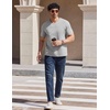 COOFANDY Mens V Neck T Shirts 100% Cotton Tee Shirt Plain Short Sleeve Casual Shirts(Light Grey)